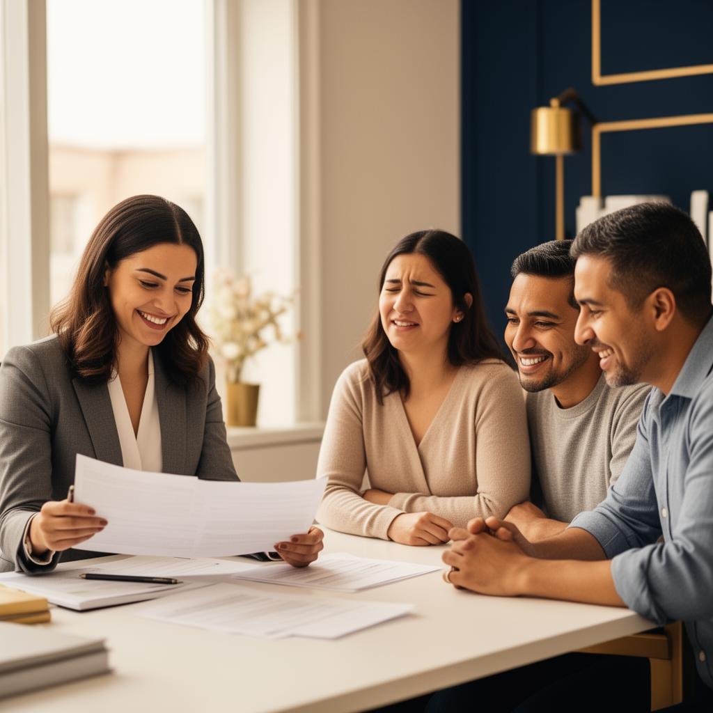 Asesor consultando con una familia latina